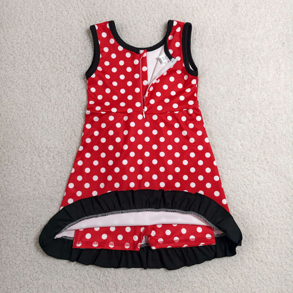 GSD4128 RTS toddler clothes red dot girl yoga summer dress sports clothing
