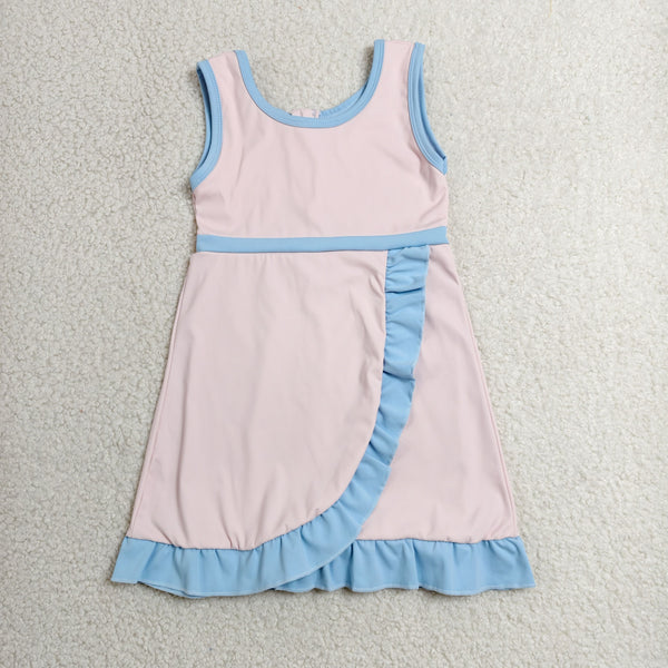 GSD4129 RTS toddler clothes solid color girl yoga summer dress sports clothing