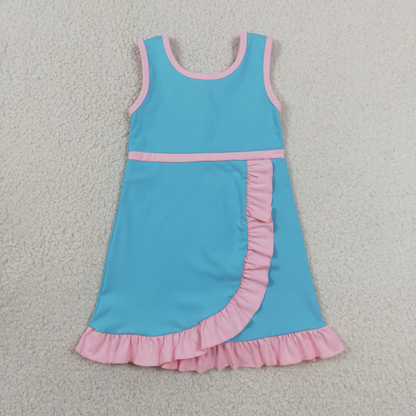 GSD4130 RTS toddler clothes solid color girl yoga summer dress sports clothing