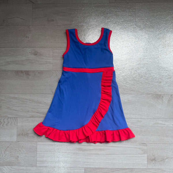 GSD4133 pre-order kids clothes blue red girl summer dress quick dry sportss  -real pic 2026.7.28