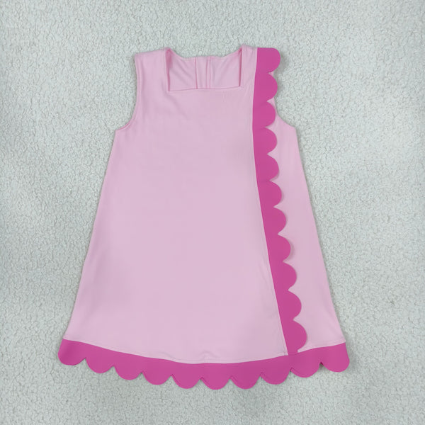 RTS GSD4240 toddler girl clothes solid scallop sleeveless yoga dress