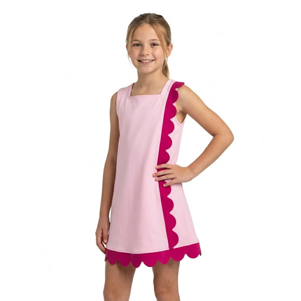 RTS GSD4240 toddler girl clothes solid scallop sleeveless yoga dress