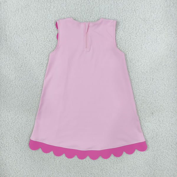 RTS GSD4240 toddler girl clothes solid scallop sleeveless yoga dress