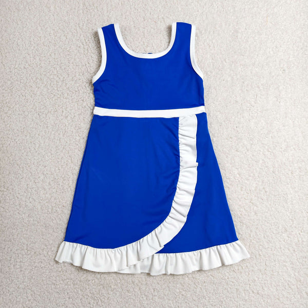 GSD4141 RTS toddler clothes solid blue girl yoga summer dress sports clothing