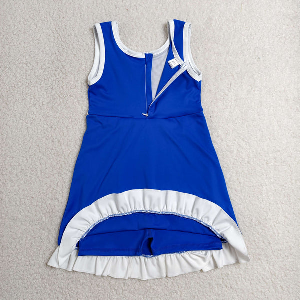 GSD4141 RTS toddler clothes solid blue girl yoga summer dress sports clothing