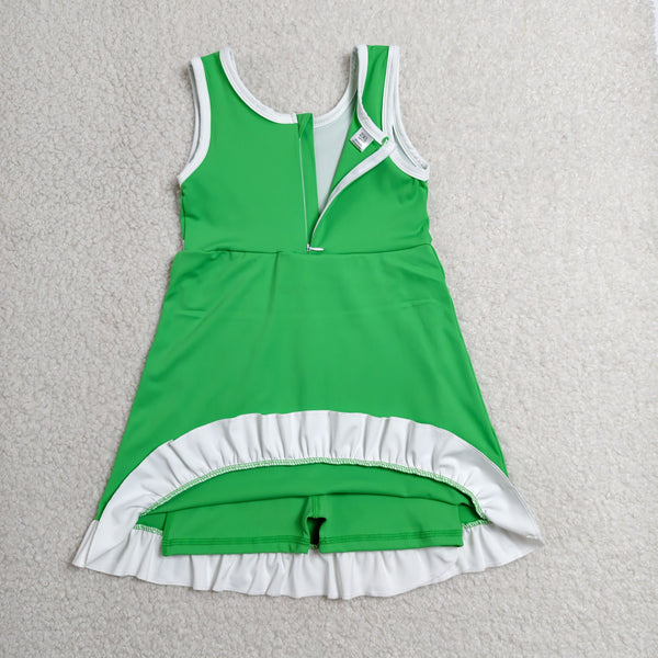GSD4143 RTS toddler clothes solid color green girl yoga summer dress sports clothing