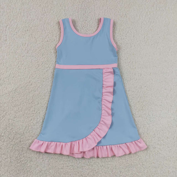 GSD4144 RTS toddler clothes blue girl yoga summer dress sports clothes