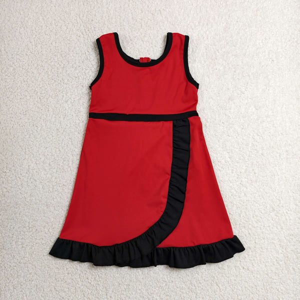 GSD4146 RTS toddler clothes solid red girl yoga summer dress sports dress