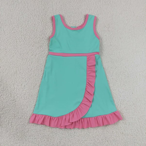 GSD4149 RTS toddler clothes green girl yoga summer dress sports clothing
