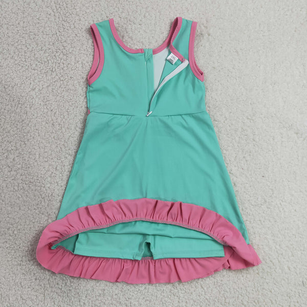 GSD4149 RTS toddler clothes green girl yoga summer dress sports clothing