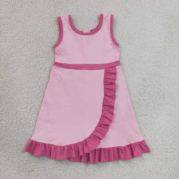 GSD4152 RTS toddler clothes pink  girl yoga summer dress sports clothing