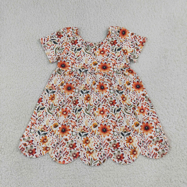 GSD4155 RTS toddler clothes floral girl summer dress scalloped clothes