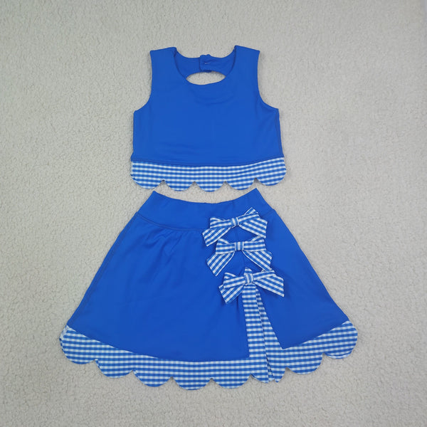 RTS Matching clothing kids athletic mixed print baby girl sleeveless scallop skirt fall clothing-2026.9.9
