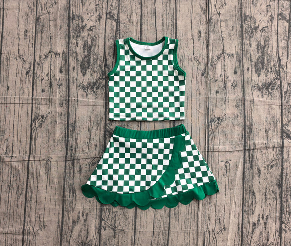 GSD4178  pre-order toddler clothes green gingham print girl summer yoga set-real pic 2026.5.13