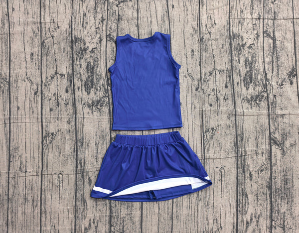Pre-order GSD4190 girls blue white sleeveless skirt outfits yoga-real pic 2026.5.17