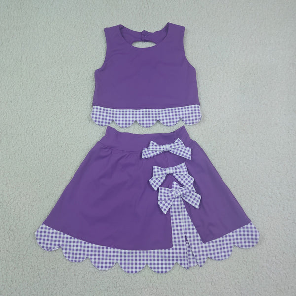 RTS Matching clothing kids athletic mixed print baby girl sleeveless scallop skirt fall clothing-2026.9.9