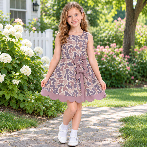 RTS GSD4227 baby girl clothes camo print sleeveless yoga athletic dress