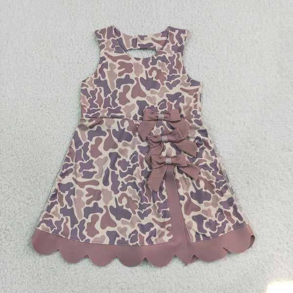 RTS GSD4227 baby girl clothes camo print sleeveless yoga athletic dress