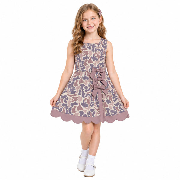 RTS GSD4227 baby girl clothes camo print sleeveless yoga athletic dress