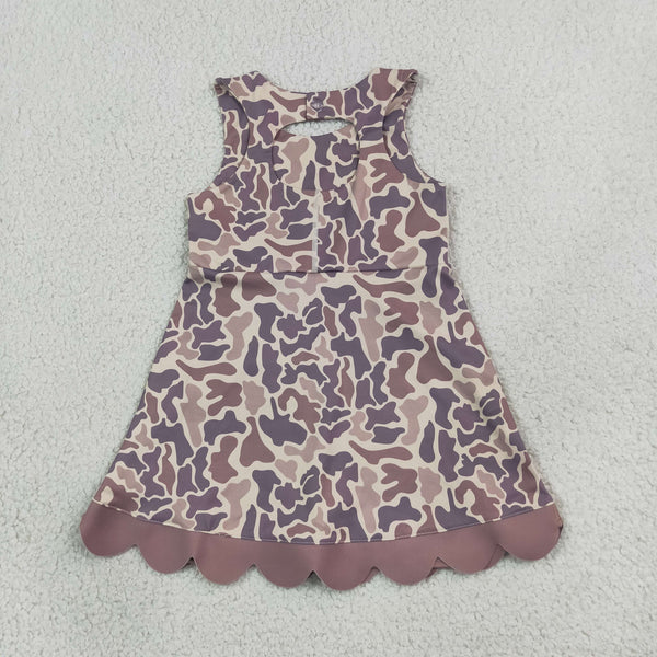 RTS Matching clothing camo print kid sleeveless scallop bow dress fall clothing-2026.9.28