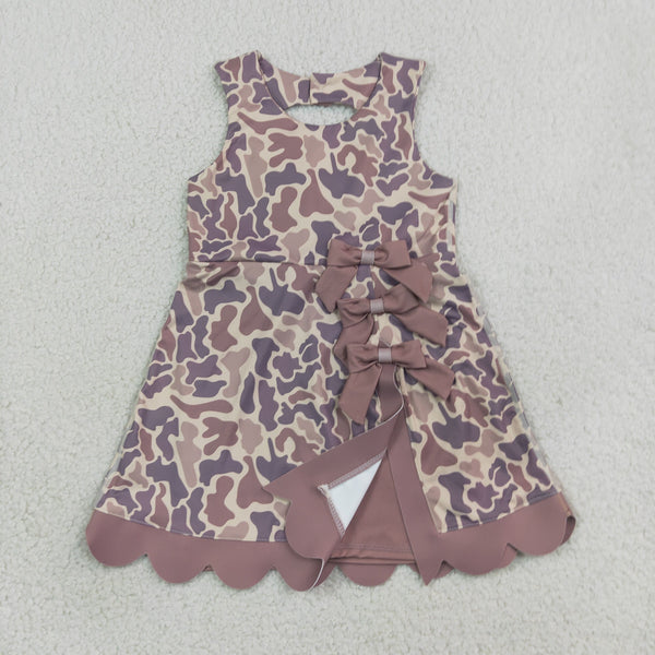RTS GSD4227 baby girl clothes camo print sleeveless yoga athletic dress