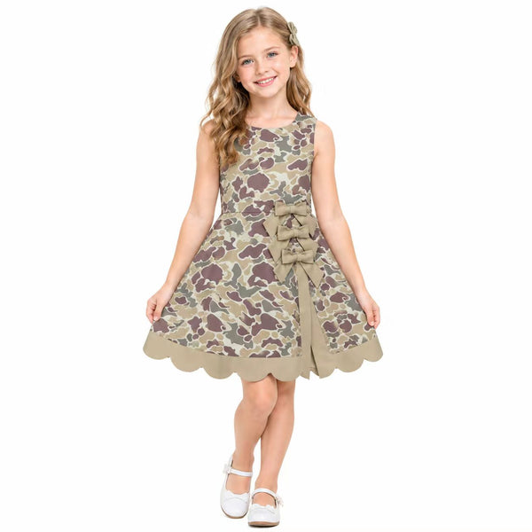 RTS GSD4228 baby girl clothes camo print sleeveless yoga athletic dress