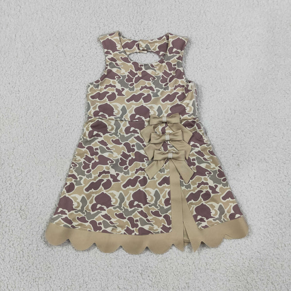RTS GSD4228 baby girl clothes camo print sleeveless yoga athletic dress