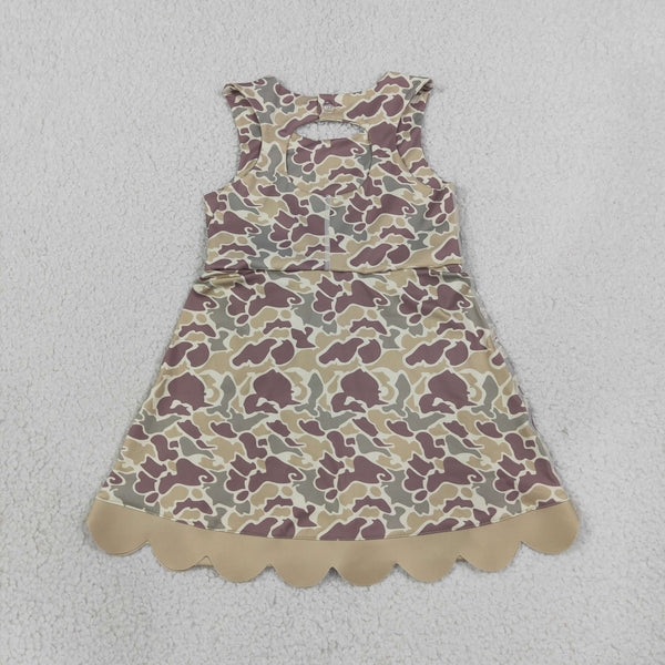 RTS GSD4228 baby girl clothes camo print sleeveless yoga athletic dress