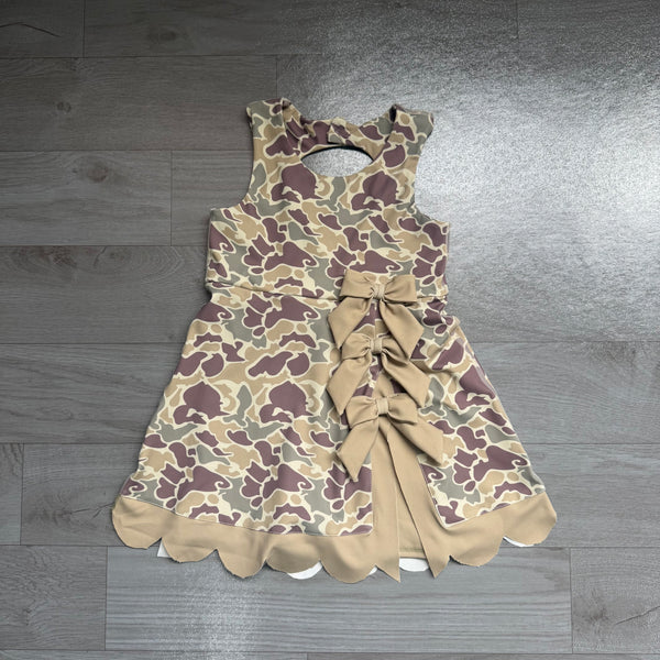 GSD4228 pre-order kids clothes green camo girl summer dress quick dry sportss calloped dress with Underwear shorts  -real pic 2026.7.28