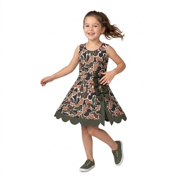 RTS GSD4229 baby girl clothes camo print sleeveless yoga dress