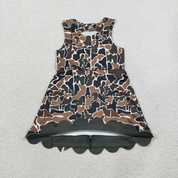 RTS GSD4229 baby girl clothes camo print sleeveless yoga dress
