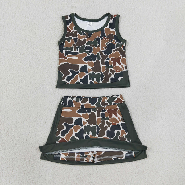 GSD4233 RTS kids girl clothes yoga camo toddler girl yoga summer outfit sports clothing set