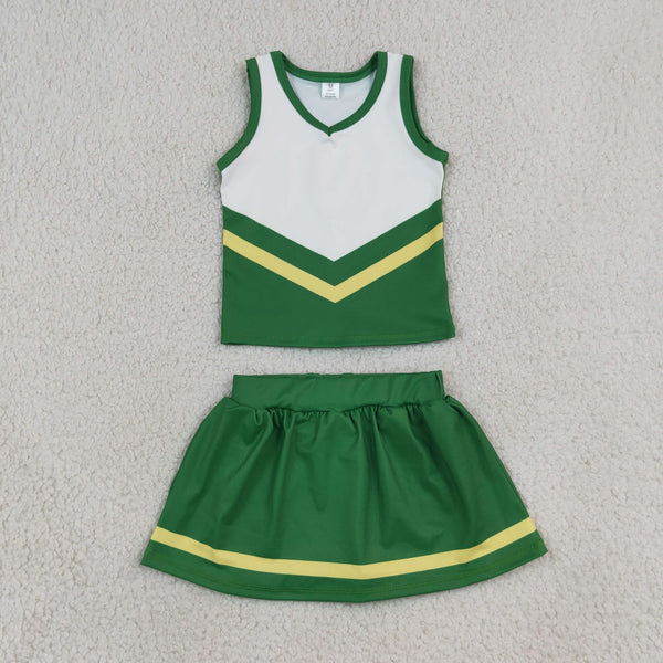 RTS GSD4238 yoga baby girl clothes color‑block print sleeveless skirt athletic outfit