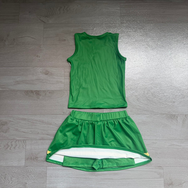 no MOQ GSD4238  pre-order  toddler girl clothes sports clothes green girl skirt set-real pic 2026.7.29