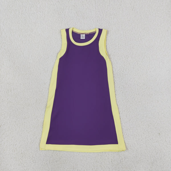 RTS GSD4253 toddler girl clothes solid color block sleeveless yoga dress sports clothes