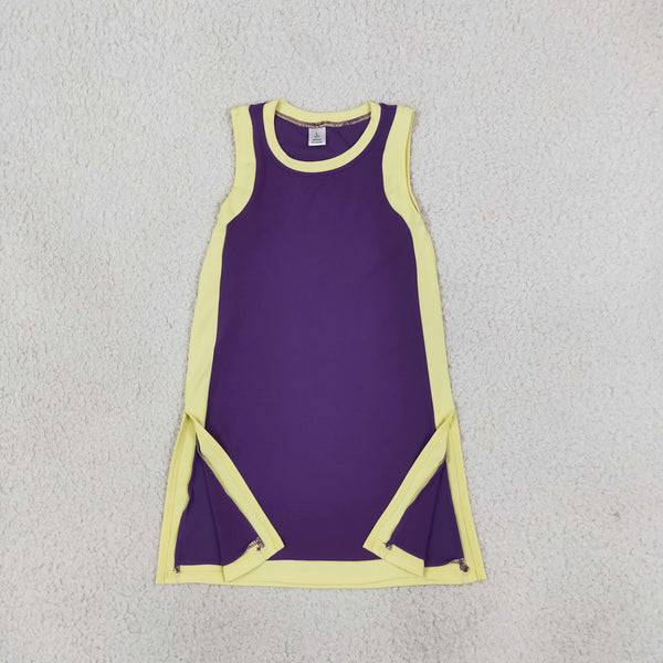 RTS GSD4253 toddler girl clothes solid color block sleeveless yoga dress sports clothes