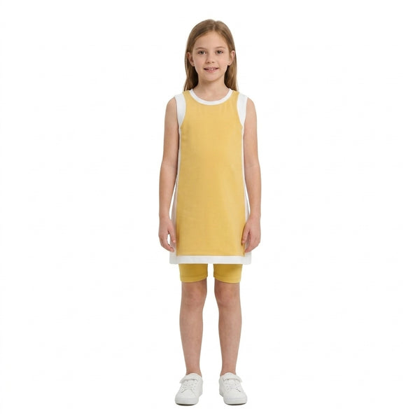 RTS GSD4254 toddler girl clothes solid color block sleeveless yoga dress
