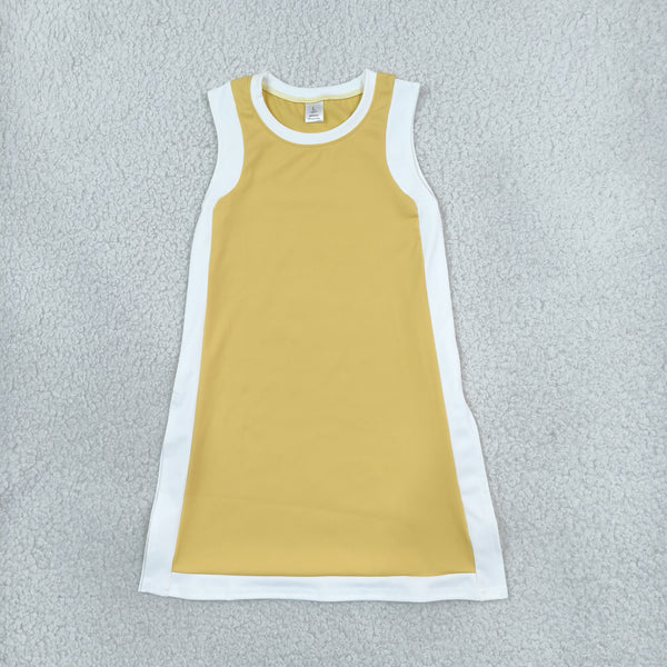 RTS GSD4254 toddler girl clothes solid color block sleeveless yoga dress
