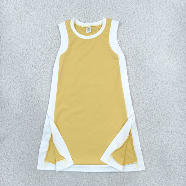 RTS GSD4254 toddler girl clothes solid color block sleeveless yoga dress