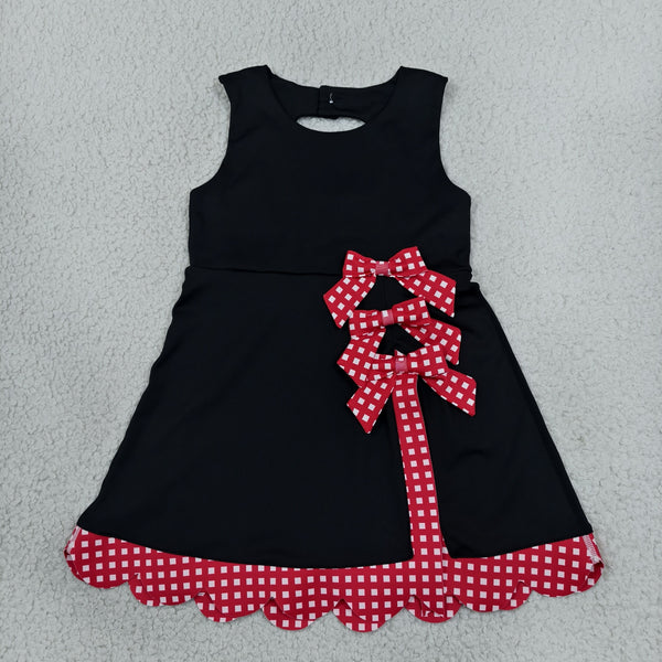 RTS GSD4263 toddler girl clothes black solid sleeveless scallop yoga dress