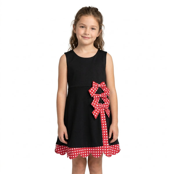 RTS GSD4263 toddler girl clothes black solid sleeveless scallop yoga dress