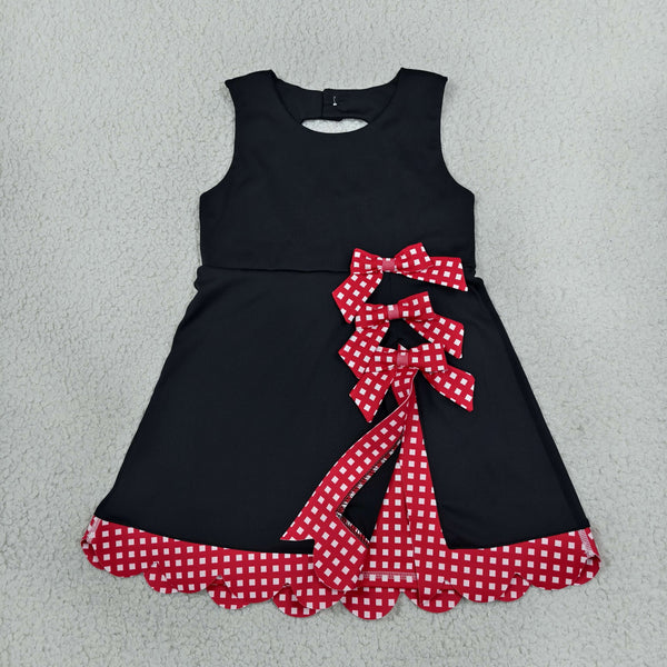 RTS GSD4263 toddler girl clothes black solid sleeveless scallop yoga dress