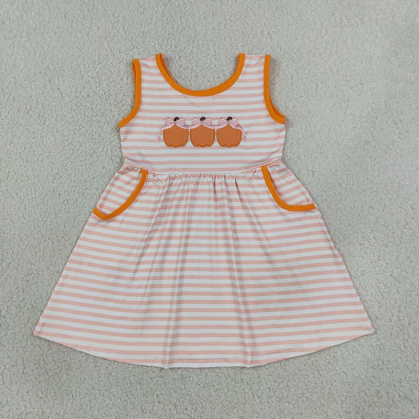 RTS Matching clothing pumpkin embroidery print kid short sleeve romper dress fall clothing-2026.9.14