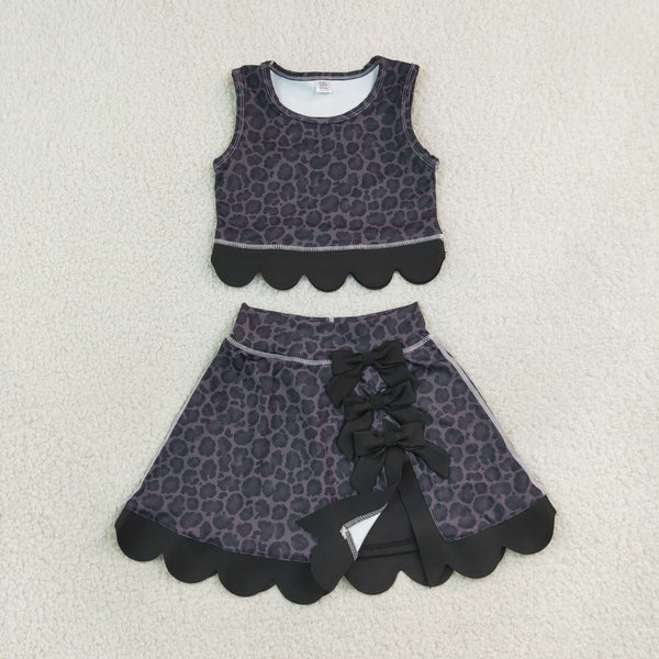 RTS Matching clothing kids athletic mixed print baby girl sleeveless scallop skirt fall clothing-2026.9.9
