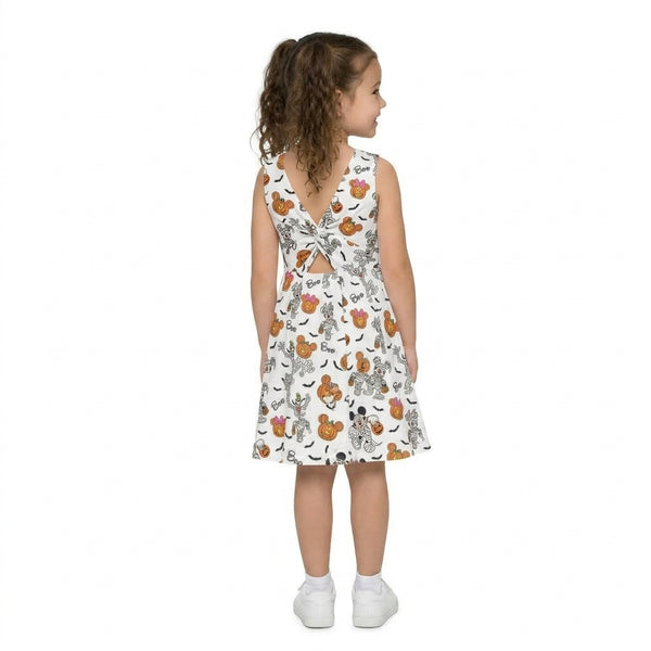 RTS GSD4291 baby girl halloween mickey mummy pumpkin print clothes sleeveless athletic yoga flare dress sports clothes