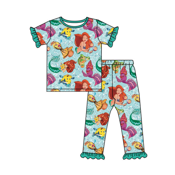 GSPO0315 baby girl clothes mermaid spring fall pajamas set