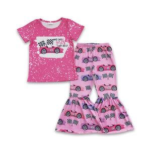 GSPO0318 kids clothes girls pink car fall spring outfits