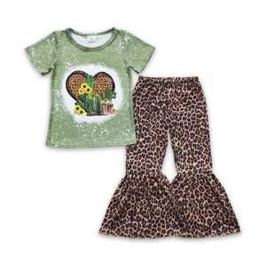 GSPO0323 kids clothes girls green cactus fall spring outfits