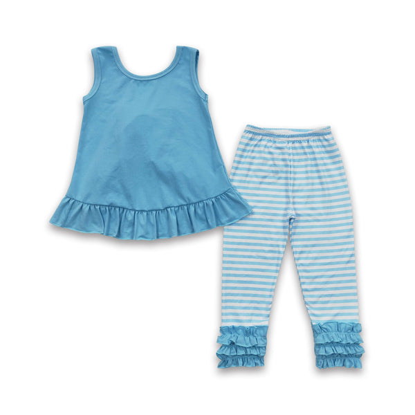 GSPO0505 kids clothes girls blue bow back fall spring outfit