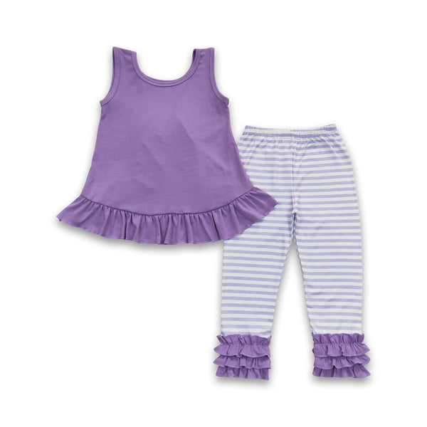 GSPO0506 kids clothes girls purple bow fall spring outfit